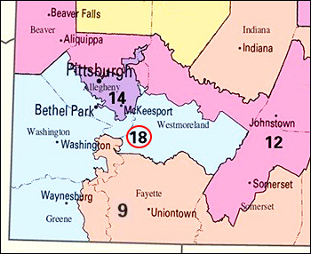 Pennsylvania’s current 18th District, in the southwest corner of the state.
